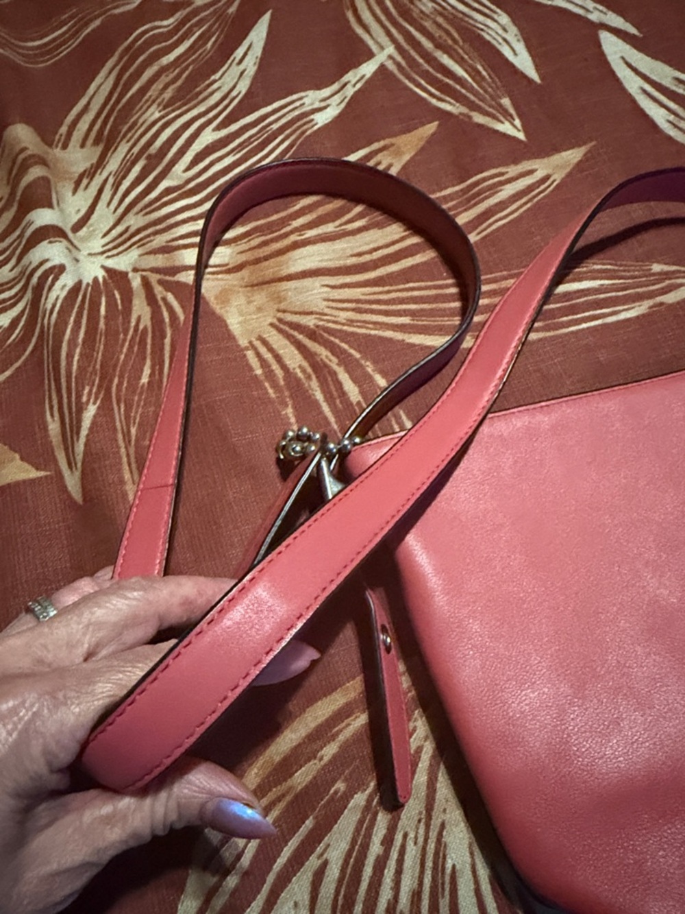 Coach Coral Pink Leather Crossbody Bag - Picture 5 of 10